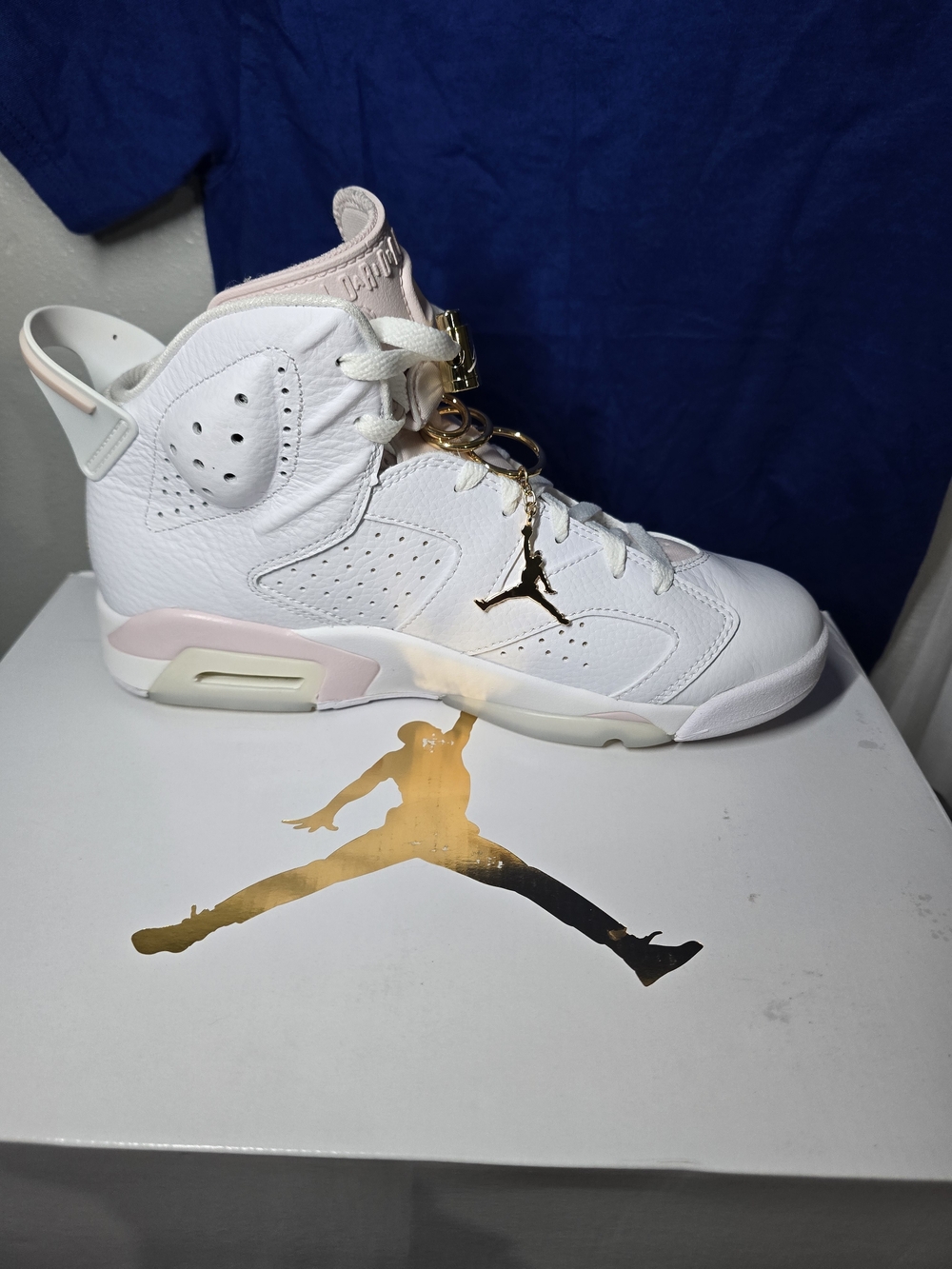 Air Jordan 6 Retro White Pink with Gold Jumpman